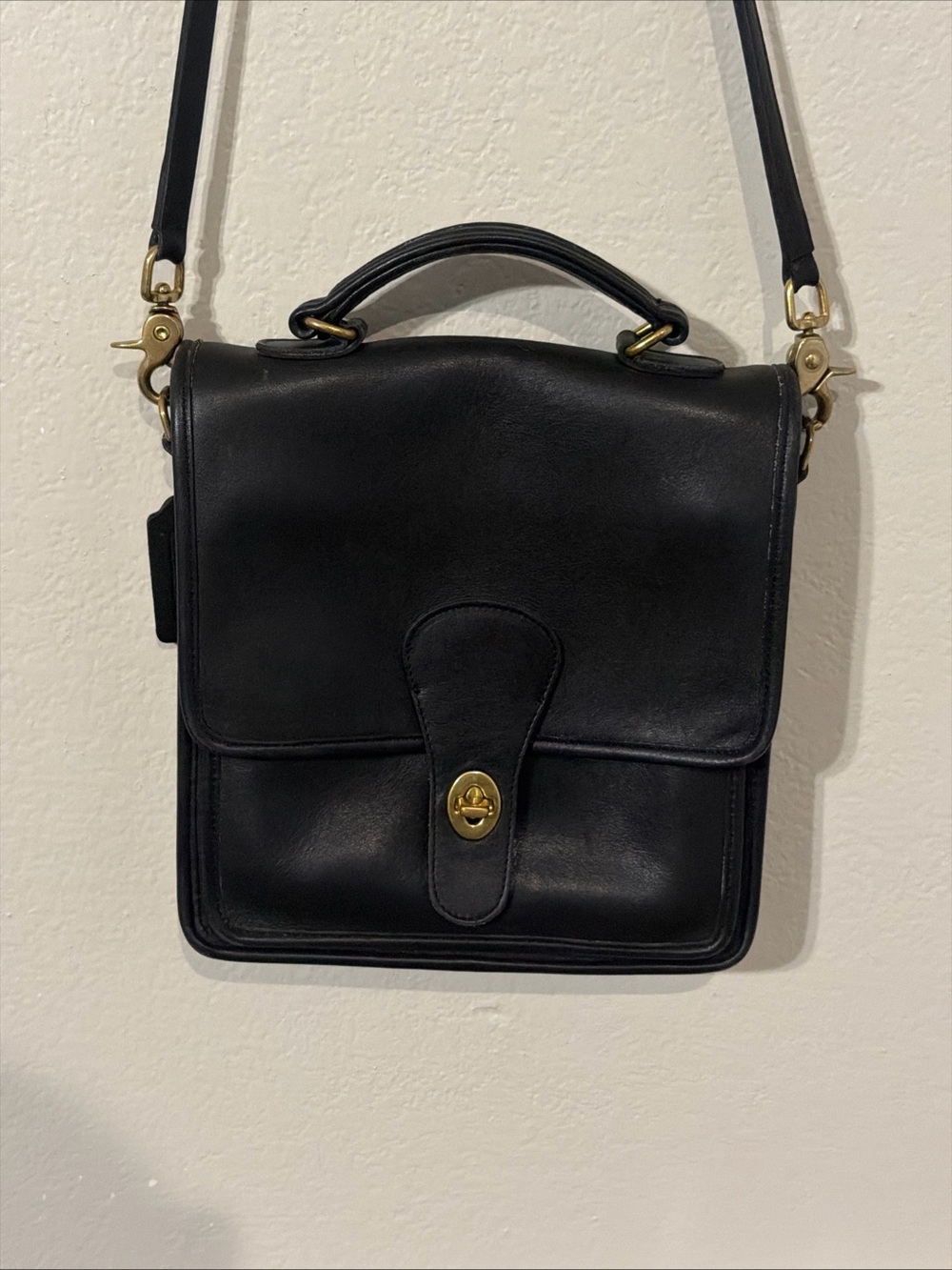 Vintage Coach 5130 Station Bag Black Leather Crossbody Bag With Removable Strap